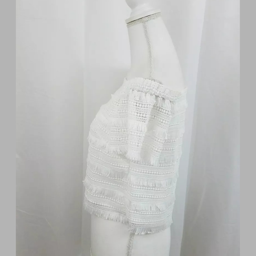 WHBM Fringe Crop Top Off the Shoulder 12 Nwot - Picture 3 of 12